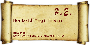 Hortolányi Ervin névjegykártya